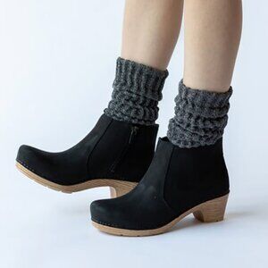 Dansko Black Ankle Boots with Tan Sole